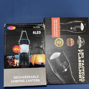 1000 Lumen LED Tactical Flashlight and 6 LED Lantern style Camping Light Lot